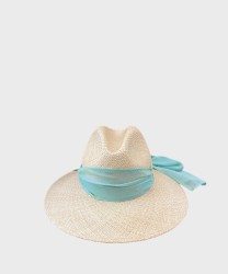 Borsalino Panama Quito hat in raffia with wide brim, ribbon