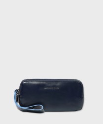 Piquadro Blue Square clutch bag, 3 compartments, blue
