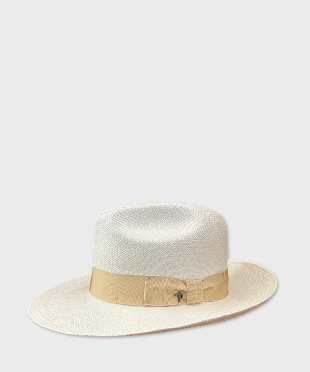 Panizza Panama hat medium brim in white straw,...