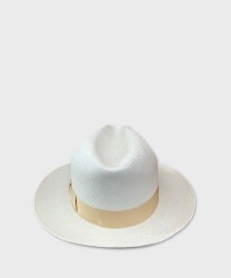 Panizza Panama hat in white straw, beige band