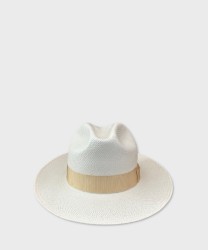 Panizza Panama hat in white straw, beige band