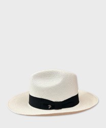 Panizza Panama hat in white straw, black band