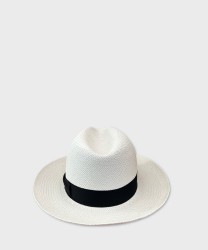 Panizza Panama hat in white straw, black band