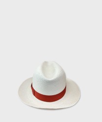 Panizza Panama hat in white straw, rust band