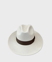 Panizza cappello Panama in paglia bianco, fascia verdone