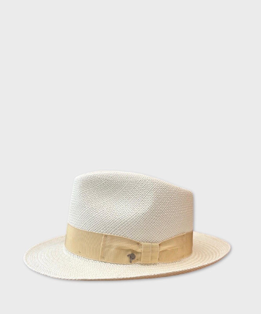 Panizza Panama hat small brim in white straw,...