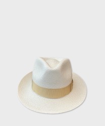 Panizza Panama hat in white straw, beige band