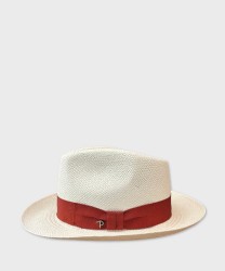 Panizza Panama hat in white straw, rust band