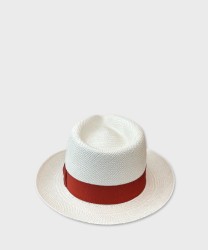 Panizza Panama hat in white straw, rust band