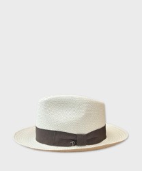 Panizza Panama hat in white straw, mud band
