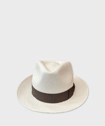 Panizza Panama hat in white straw, mud band