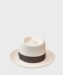Panizza cappello Panama in paglia bianco, fascia fango