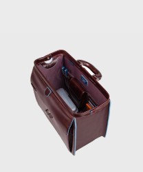 Piquadro Blue Square borsa da medico in pelle marrone mogano