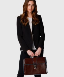 Piquadro Blue Square borsa da medico in pelle marrone mogano
