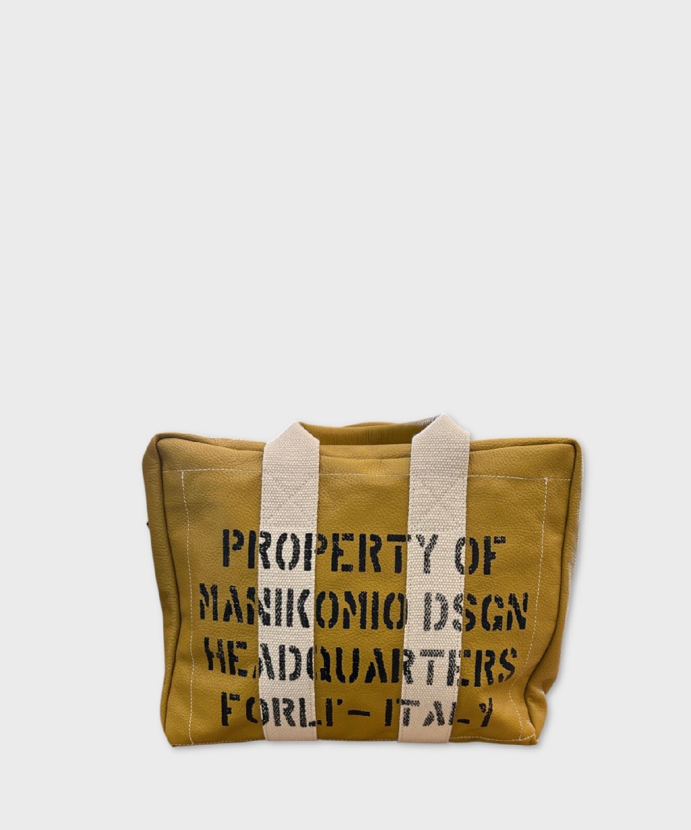 Manikomio Dsgn 38 borsone in pelle giallo mustard