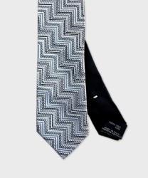 Missoni cravatta tre pieghe in seta stampa geometrica, grigio