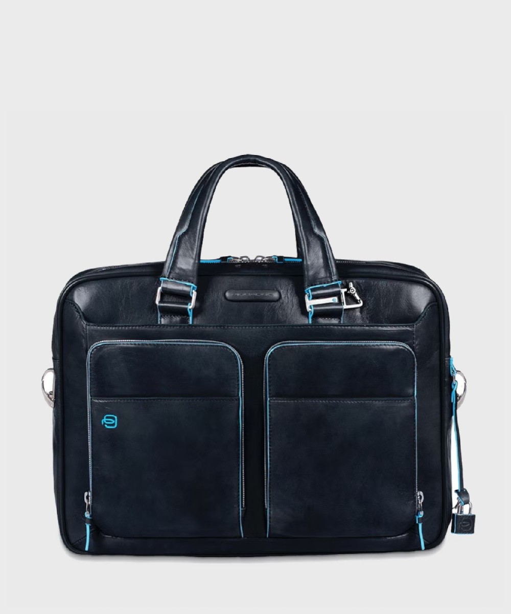 Piquadro Blue Square PC and iPad briefcase, 2 handles, front