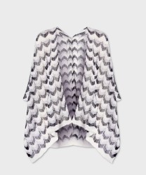 Missoni zigzag serrated cotton blend cape, black and white