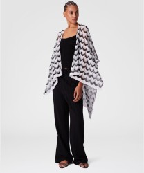 Missoni zigzag serrated cotton blend cape, black and white