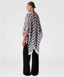 Missoni zigzag serrated cotton blend cape, black and white
