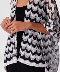 Missoni zigzag serrated cotton blend cape, black and white