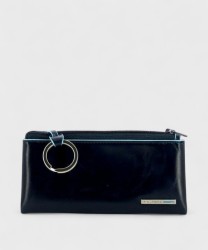 Piquadro Blue Square key case with ring, midnight blue