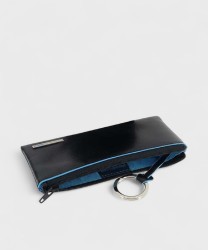 Piquadro Blue Square key case with ring, black