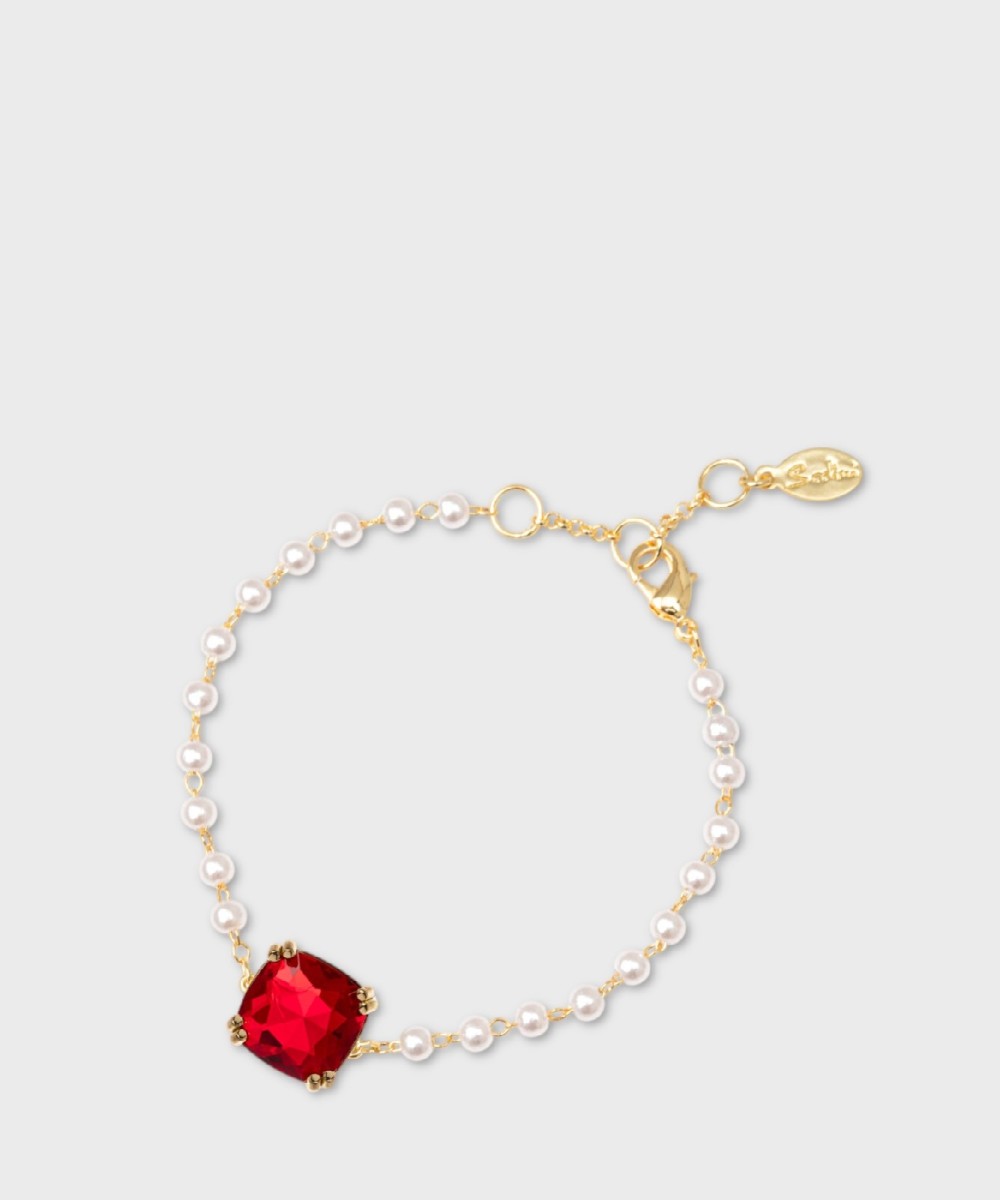 Sodini Coco bracelet pearls, crystal and red gold