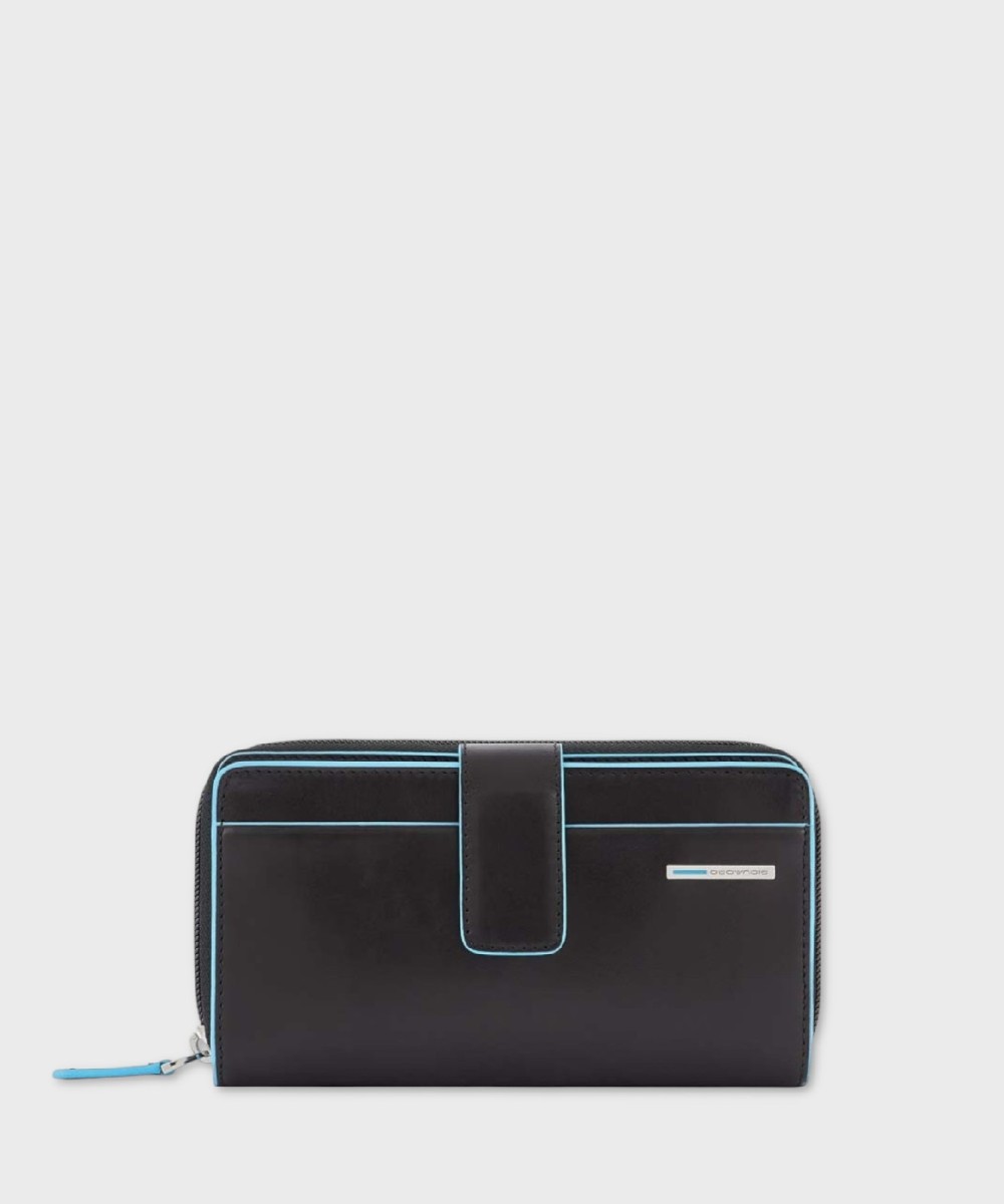 Piquadro Blue Square portafogli a libro con zip...