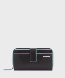 Piquadro Blue Square zip-around wallet, black