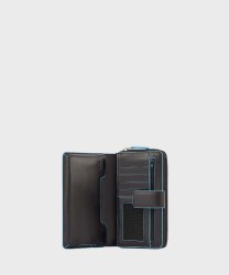 Piquadro Blue Square zip-around wallet, black