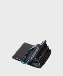 Piquadro Blue Square portafogli a libro con zip in pelle nero