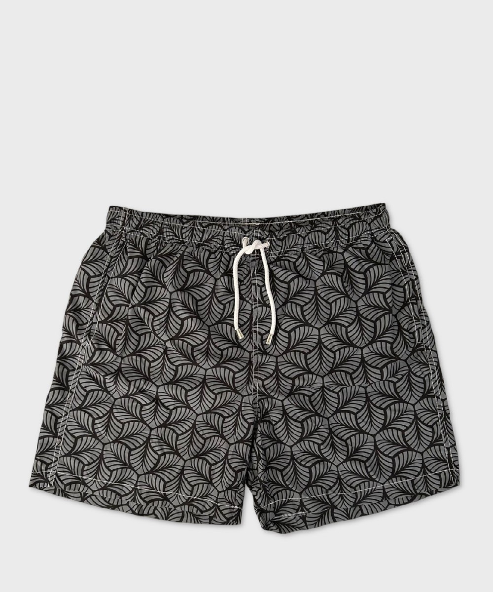 Arcuri men's swimwear boxer leaves, black