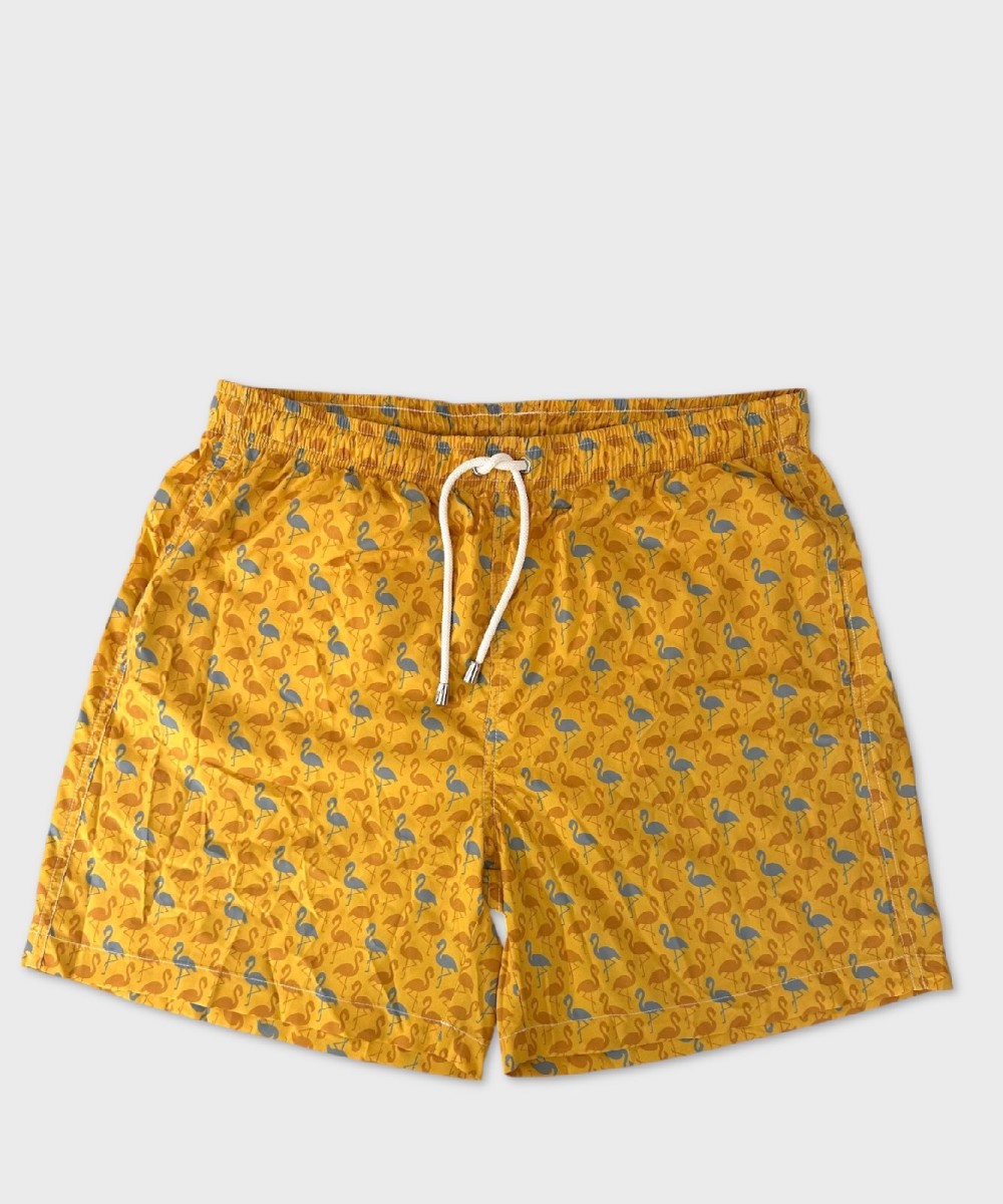 Arcuri costume mare uomo boxer fenicotteri, giallo