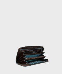 Piquadro Blue Square portafogli con zip porta 12cc in pelle