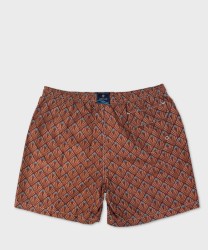 Arcuri costume mare uomo boxer jacquard foglie, marrone