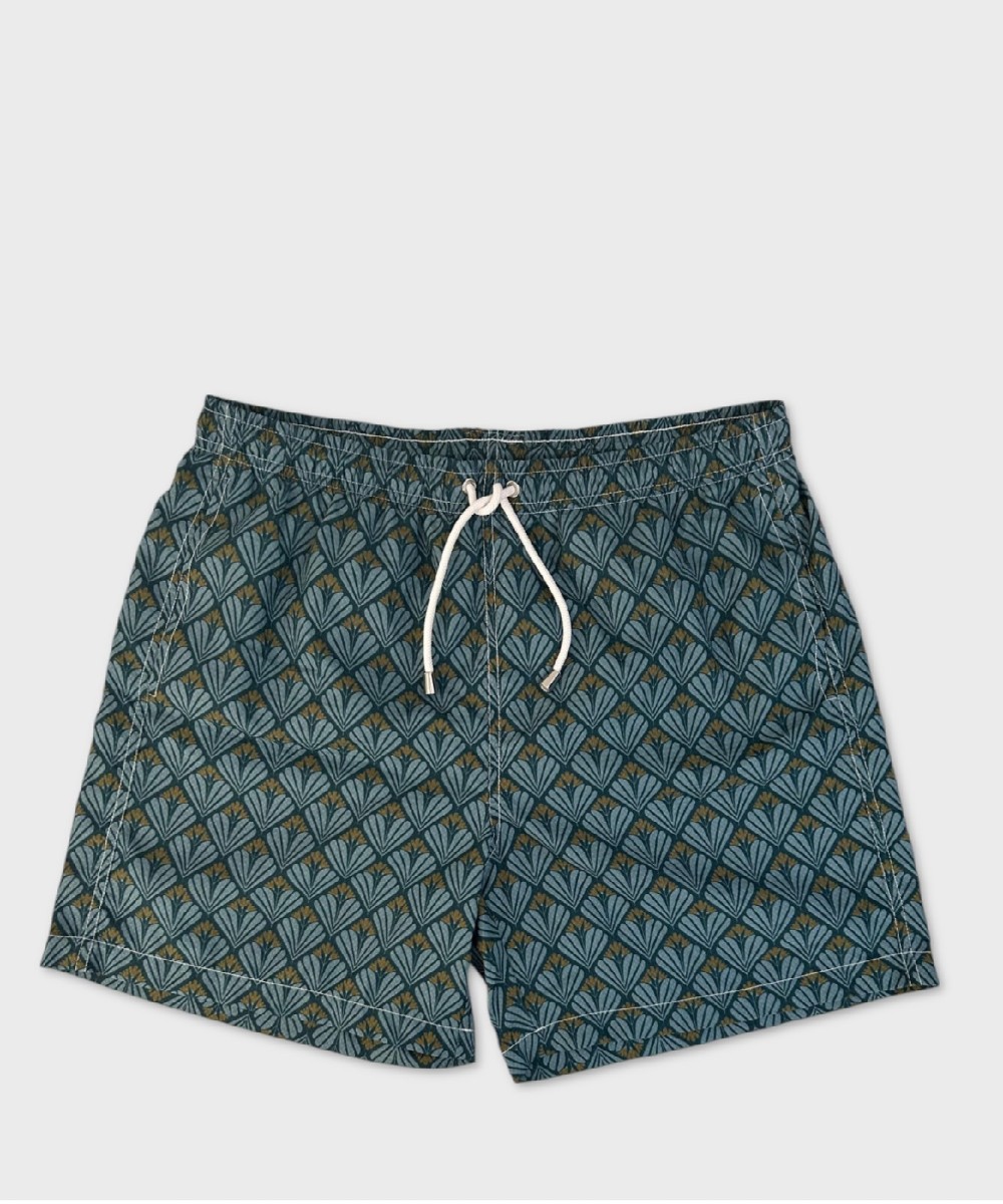 Arcuri men's swim trunks with jacquard leaves,...