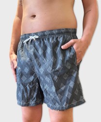 Arcuri costume mare uomo boxer jacquard rombi, nero