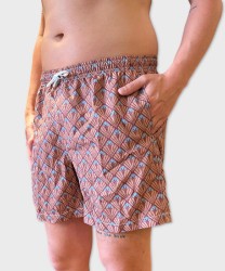 Arcuri costume mare uomo boxer jacquard foglie, marrone