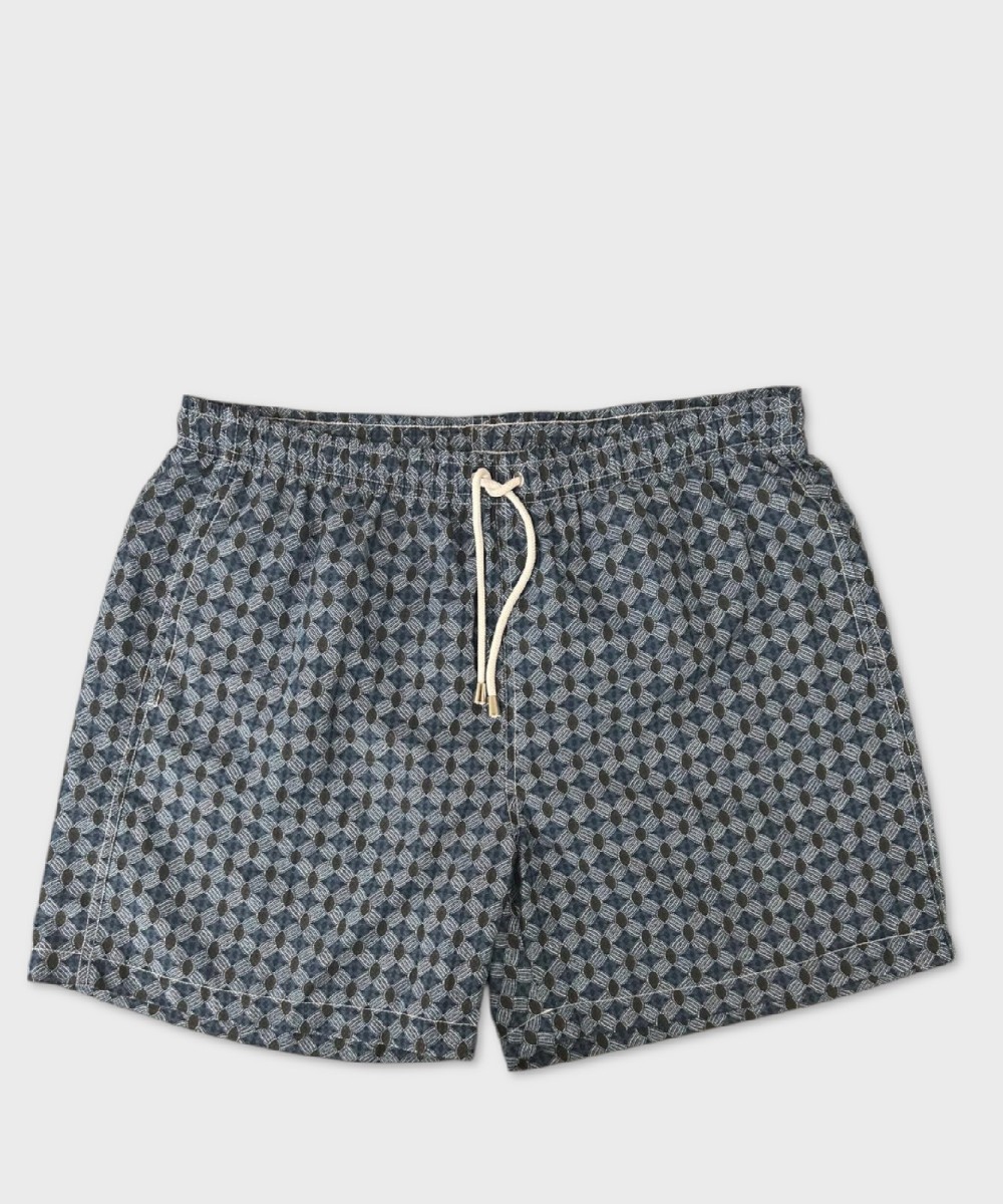 Arcuri costume mare uomo boxer jacquard fiori, blu