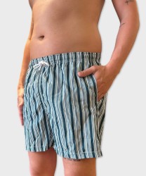 Arcuri men's striped jacquard boxer swimwear, teal