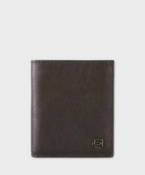 Piquadro Black Square compact wallet with 9 cc, dark brown
