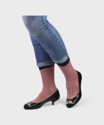 Polka Dot Cats Archive Cotton Short Socks, Blue and Cherry