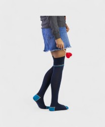 Archive Cats in Parisian Polka Dot Lisle, Midnight Blue