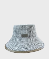 Catarzi Murano crochet straw cloche hat, dove gray