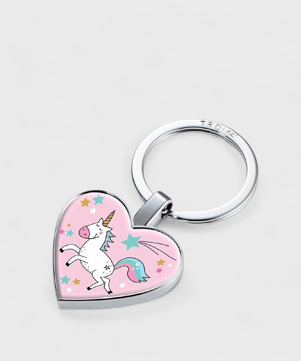 Archivio Troika portachiavi cuore con gettone, unicorno