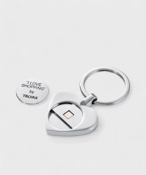 Troika Archives Heart Keychain with Coin, Unicorn