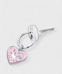 Troika Archives Heart Keychain with Coin, Unicorn