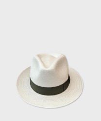 Panizza Panama hat in white straw, green band