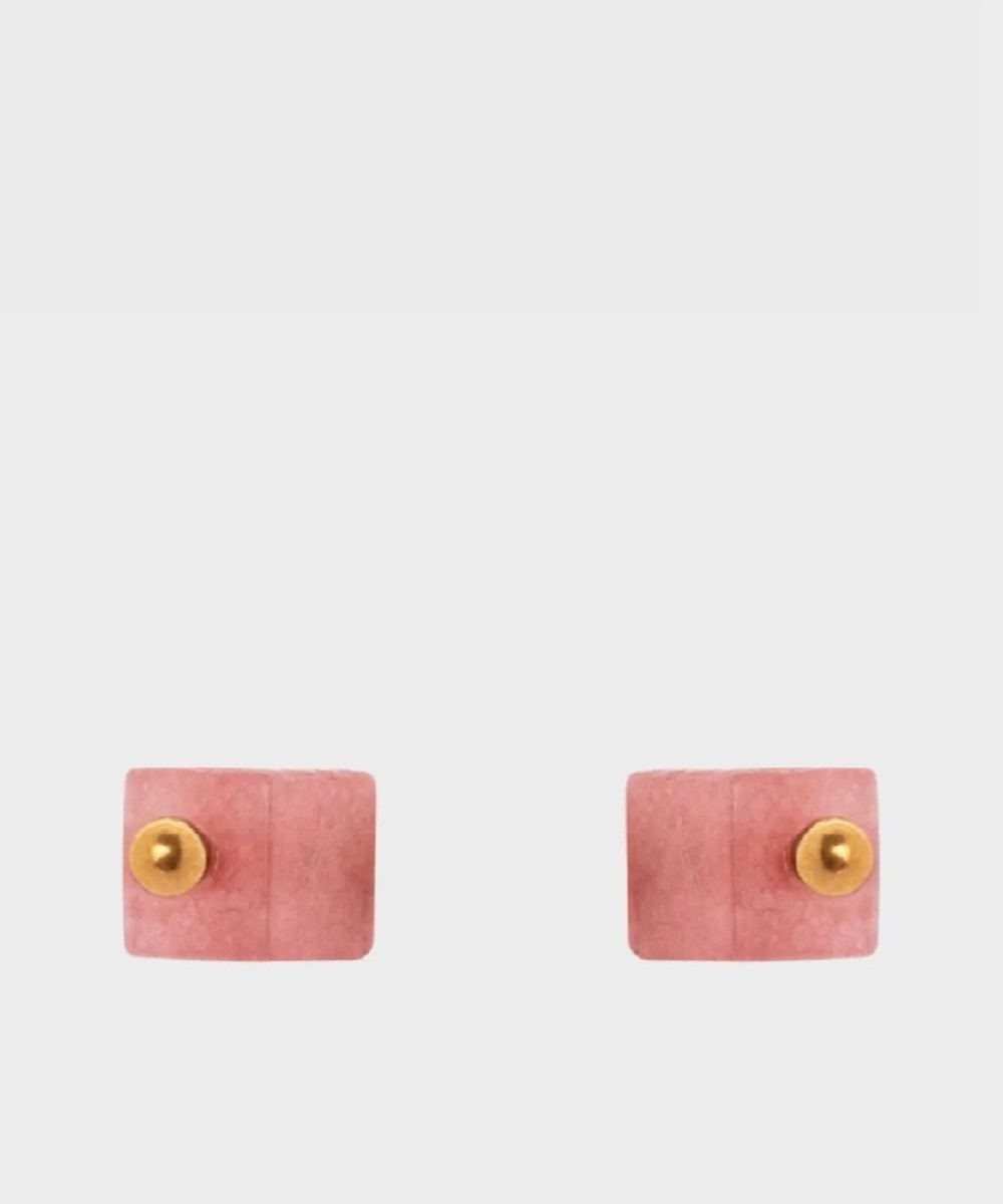 Sodini Fortaleza cube earrings, pink jade
